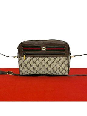 Gucci Vintage Sherry Line GG Logo Pattern Leather Shoulder Bag Crossbody